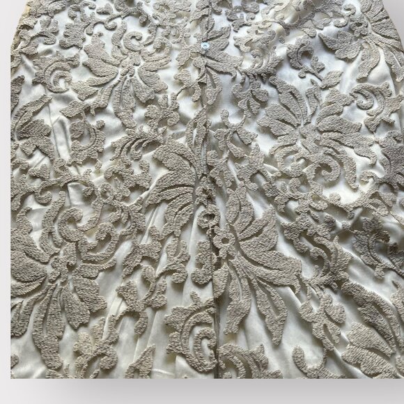 Tadashi Shoji Size 10 Illusion Yoke Embroidered Sleeveless Lace Bridal Gown - Picture 9 of 14